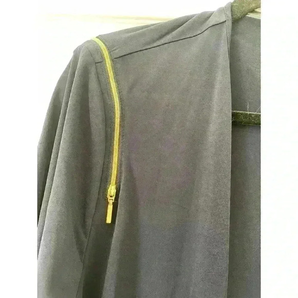 Chico's Size 3 Kit Knit Navy Blue Long Jacket Open Front Zip Detail NWT - Picture 5 of 5